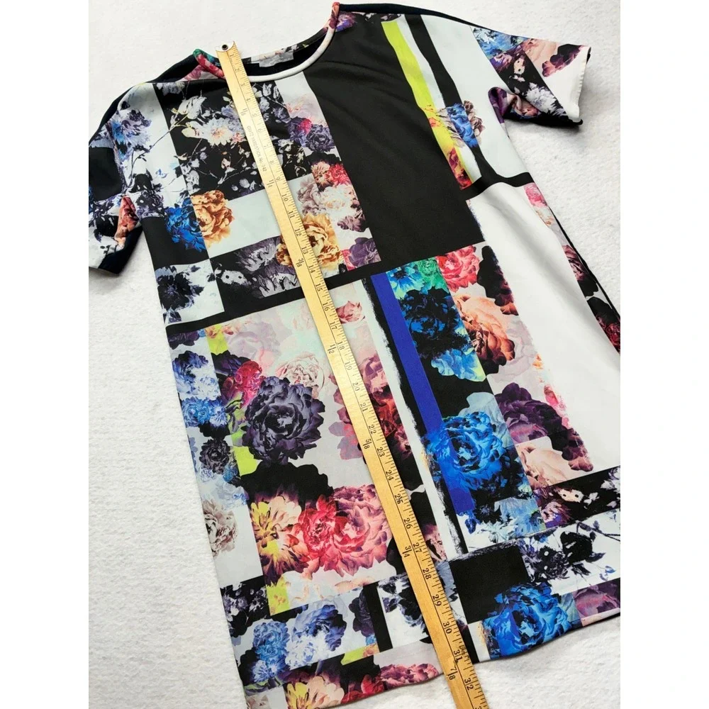 Zara Floral Geometric T-Shirt Dress Art Maximalist Patchwork Large Multi - Picture 5 of 10